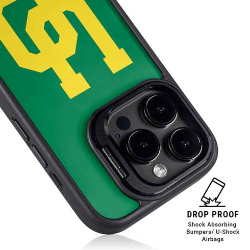 University of Oregon UO on Green iPhone 15 Pro Kickstand Case